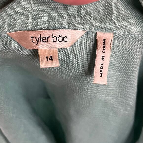Tyler Boe Women's Sage Green 100% Linen Long Sleeve Top Size 14 - Picture 7 of 9